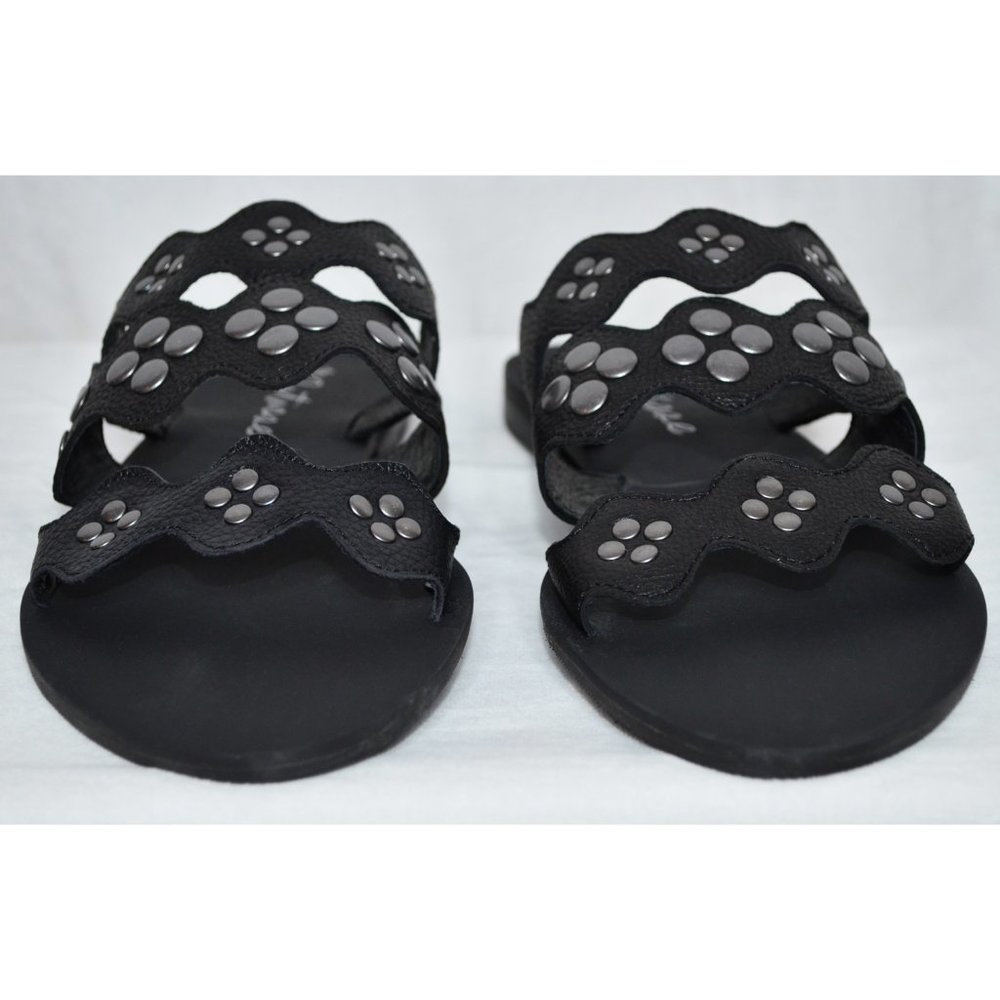 Matisse Wide Eyed Studded Leather Slide Sandals Black 9M - Picture 2 of 11